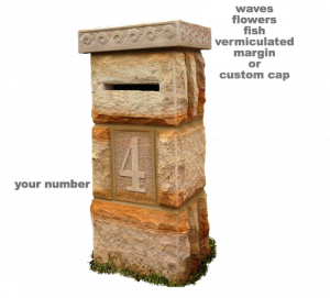 sandstone column letterbox or stone mailbox pier.