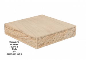 Sandstone pier cap 100mm. custom reliefs.