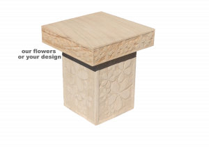 Outdoor furniture sandstone table with floral pattern.