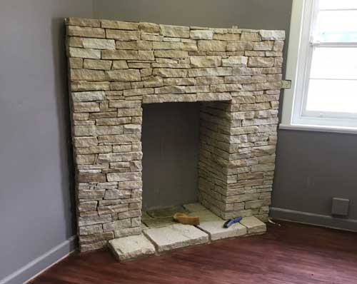 Stone fireplace