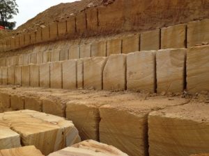 Pier Caps ready to be cut from Sandstone Logs