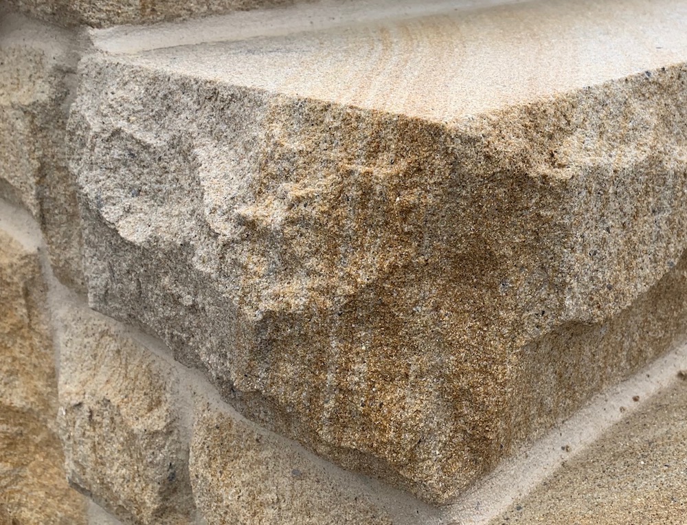sandstone step solid end rock-faced