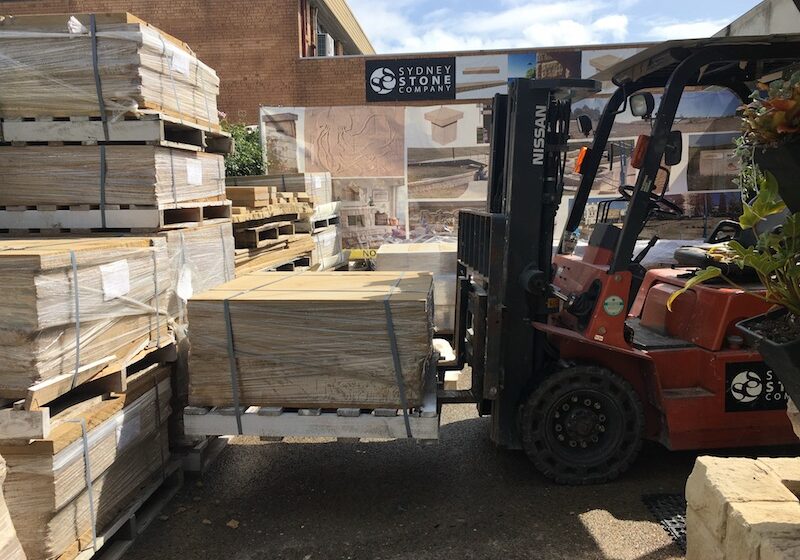 crazy paving in Brookvale yard on fork.