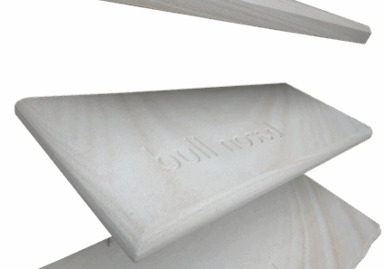bull-nosed sandstone capping or step tread. Bull-nosed step tread or wall capping and coping.