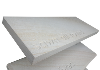 Diamond sawn with pencil round Australian sandstone for capping, coping, step treads, sills, mantles and hearths.